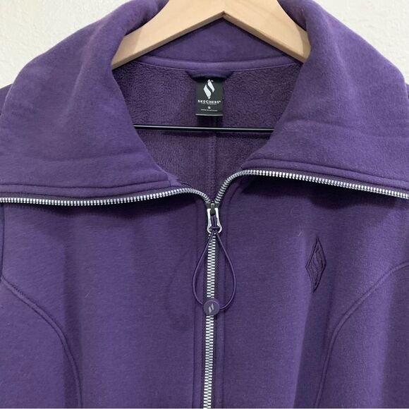 SKETCHERS Full Zip Sweatshirt Women Small Purple Fleece Pockets Medium Weight. - Picture 3 of 11